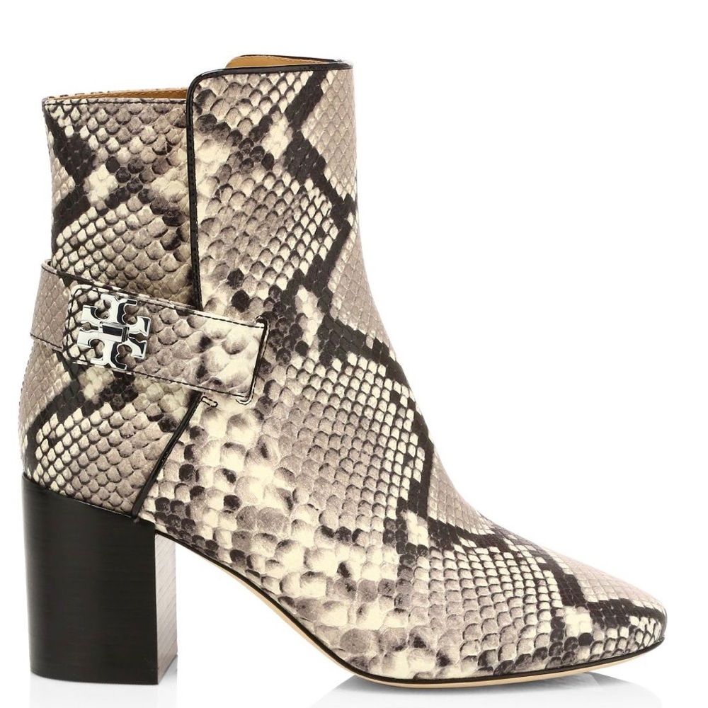 NEW TORY BURCH KIRA 70MM Bootie Stamped Snake Printed Leather Ankle size 6.5